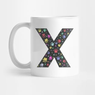 X letter with colorful paw print Mug